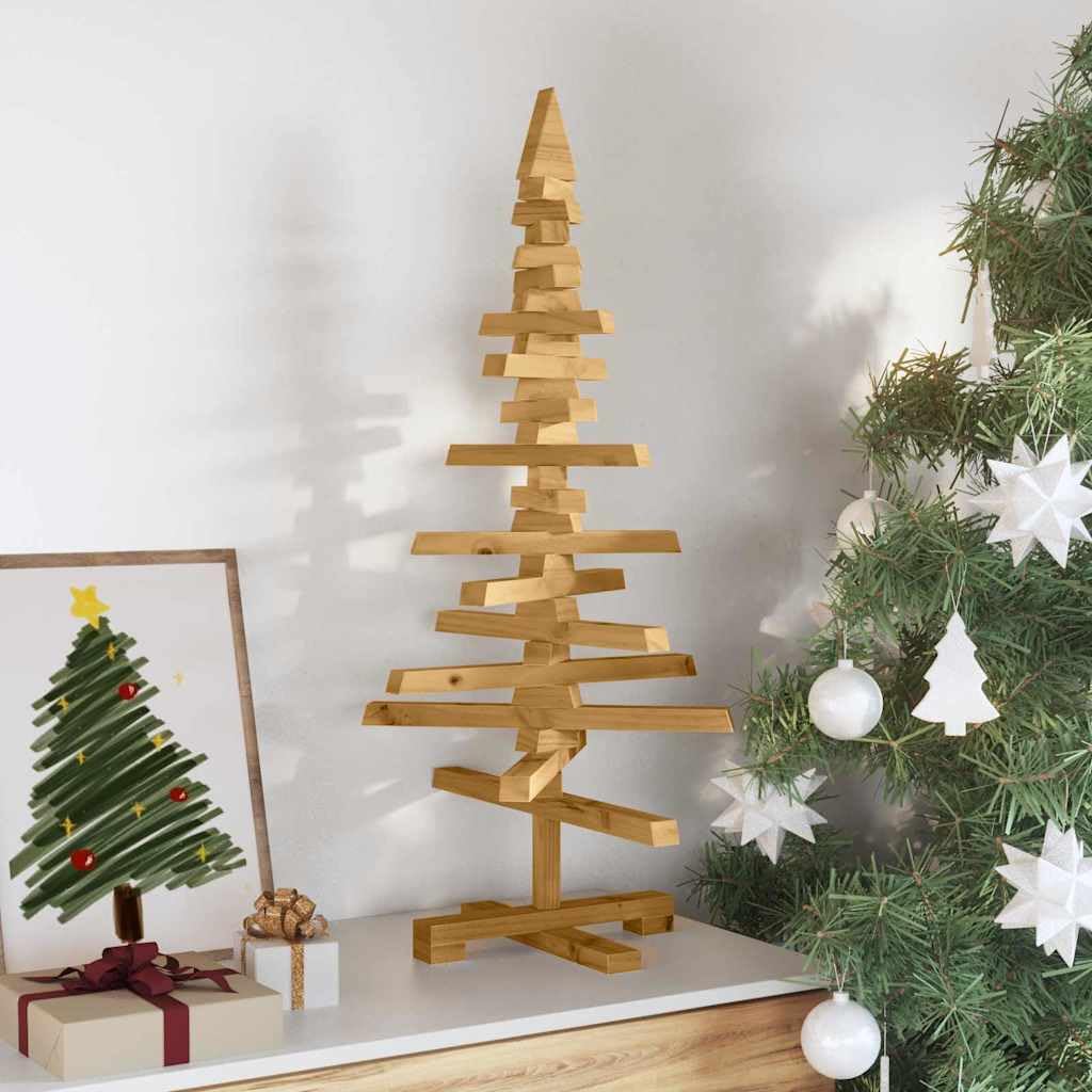 Árbol de Navidad de madera con soporte marrón 90 cm