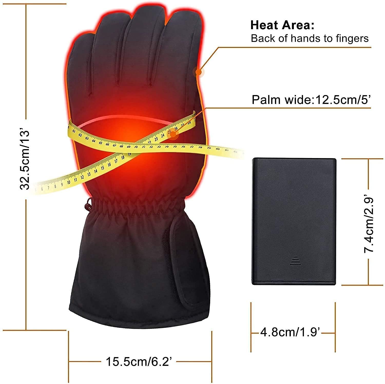 SBTXHJWCGLD Guantes térmicos eléctricos Recargables Guantes térmicos a batería, Pantalla táctil Impermeable con Aislamiento térmico para Deportes de Invierno al Aire Libre Escalada Senderismo