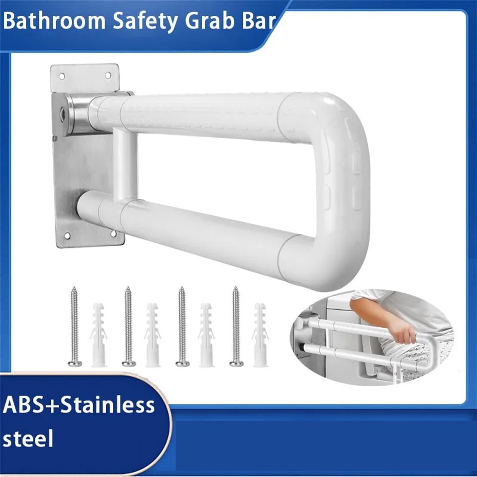Barandilla plegable para el inodoro Barras de seguridad acero inoxidable for baño, manija ducha, mango inodoro, barra soporte mano, bañeras ayuda for pacientes(B)