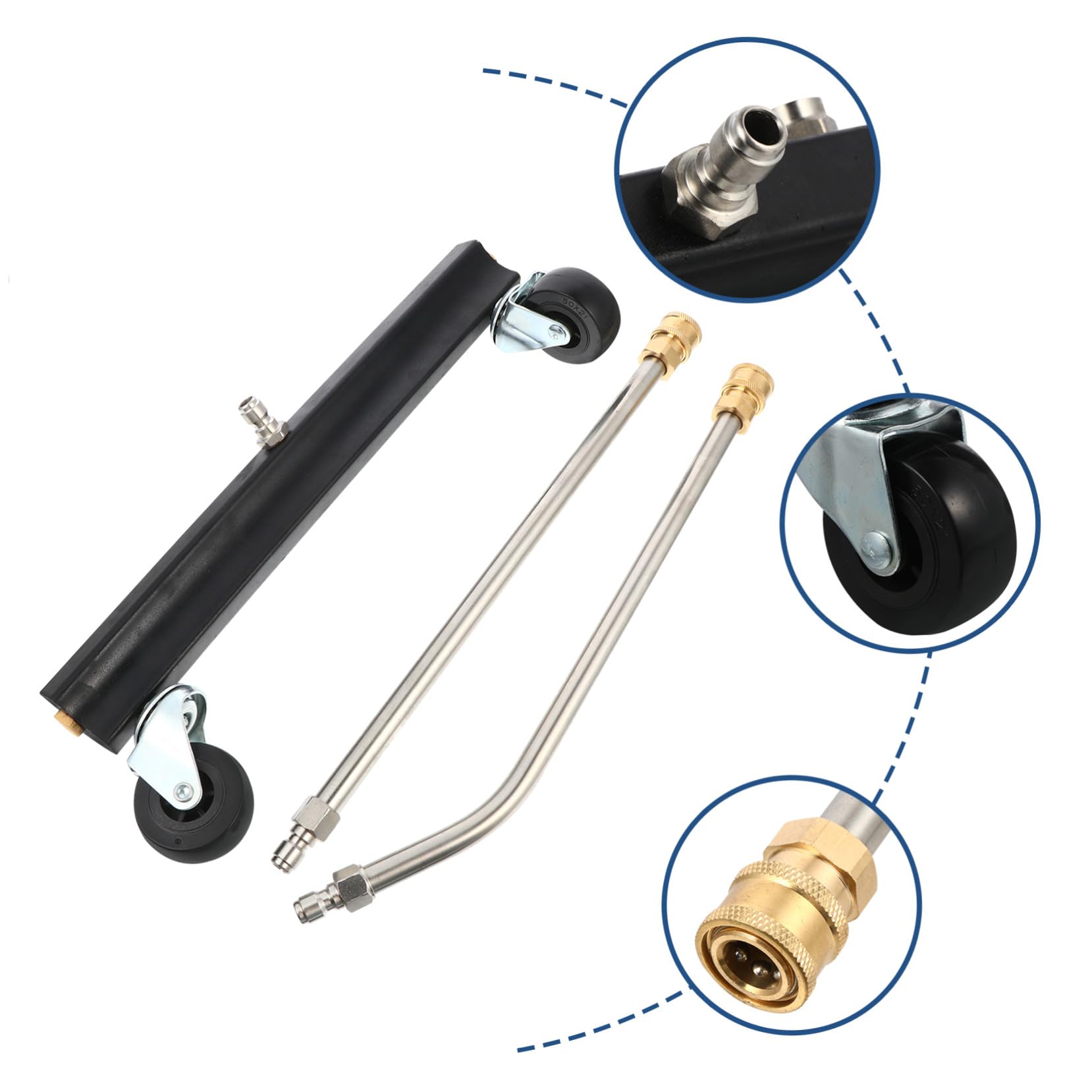 SUPVOX Cepillo para Lavadora de Alta Presión con Rueda Giratoria y Varillas Extensibles Limpiador de Chasis de Coche para Uso Lavado Completo de Automóviles