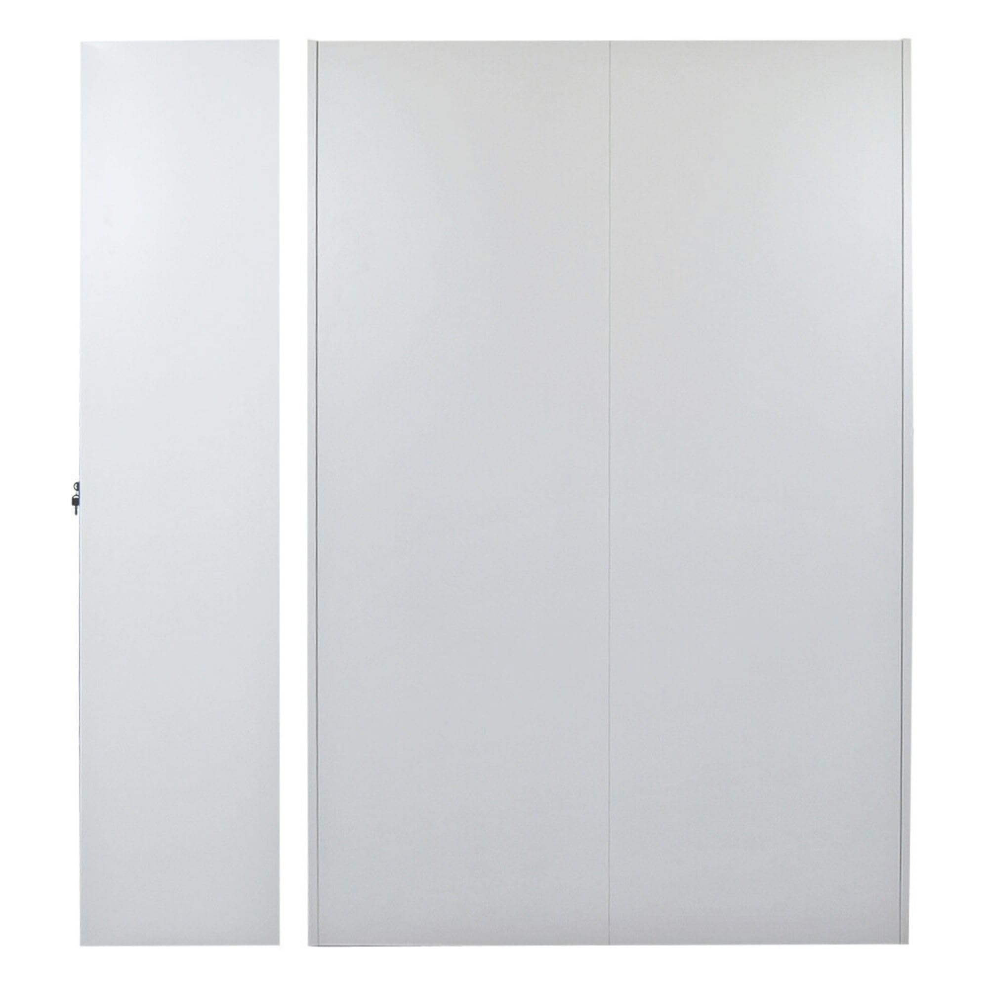 PROREGAL Putzmittelschrank Rhino Metall 2 Türen abschließbar Besenschrank schmal 170x70x30cm 5 Fächern & Kleiderstange Stahl Weiß Putzschrank Mehrzweckschrank Haushaltsschrank Flügeltürenschrank