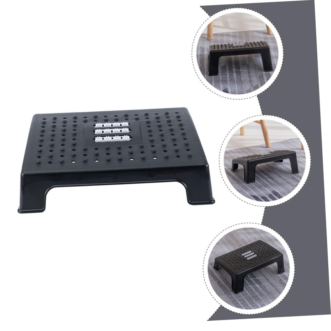 SHINEOFI 1pezzi Poggia Piedi Ergonomico Con Massaggio Per Ufficio e Casa Sgabello Per Riposo Gambe e Piedi Struttura Antiscivolo e Comodo Supporto Per Sedute Prolungate