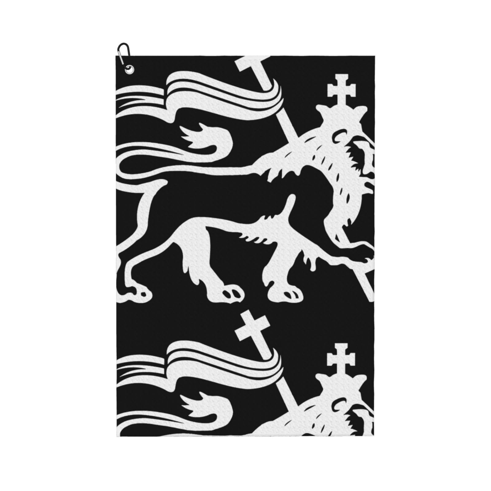 peiyeety Judah Rasta Lion Microfiber Golf Towel with Carabiner Clip, 16x24 Inch Absorbent Waffle Weave Towel for Golf Bags