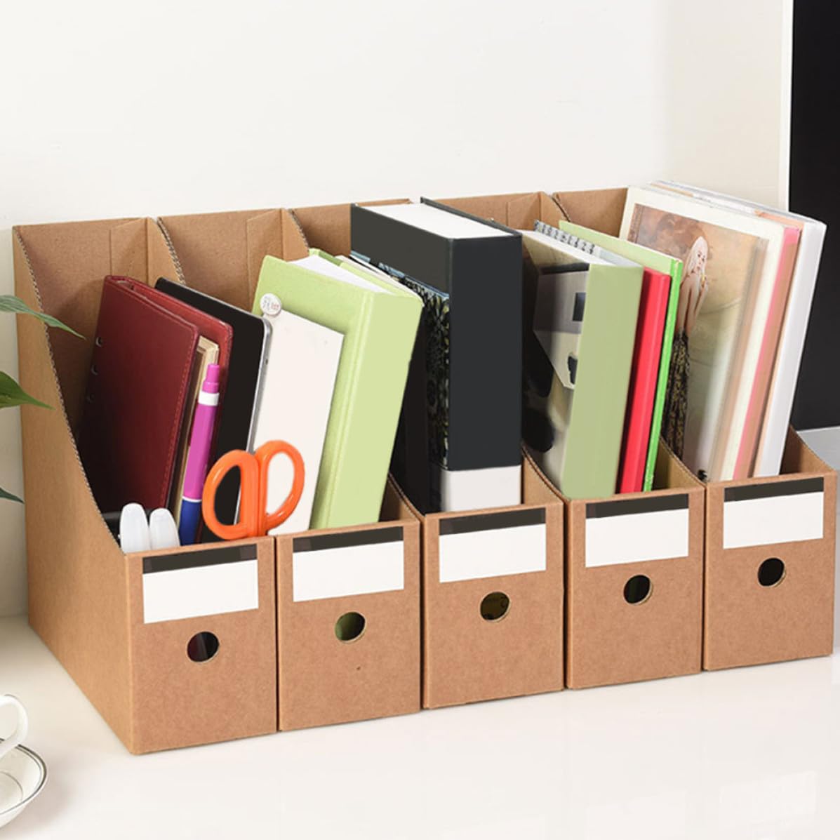 GALPADA Boîtes de Rangement Polyvalentes en Papier Kraft pour Documents et Magazines, Lot de 10 Pièces, Design Simple, Multi-fonction pour Bureau et Maison