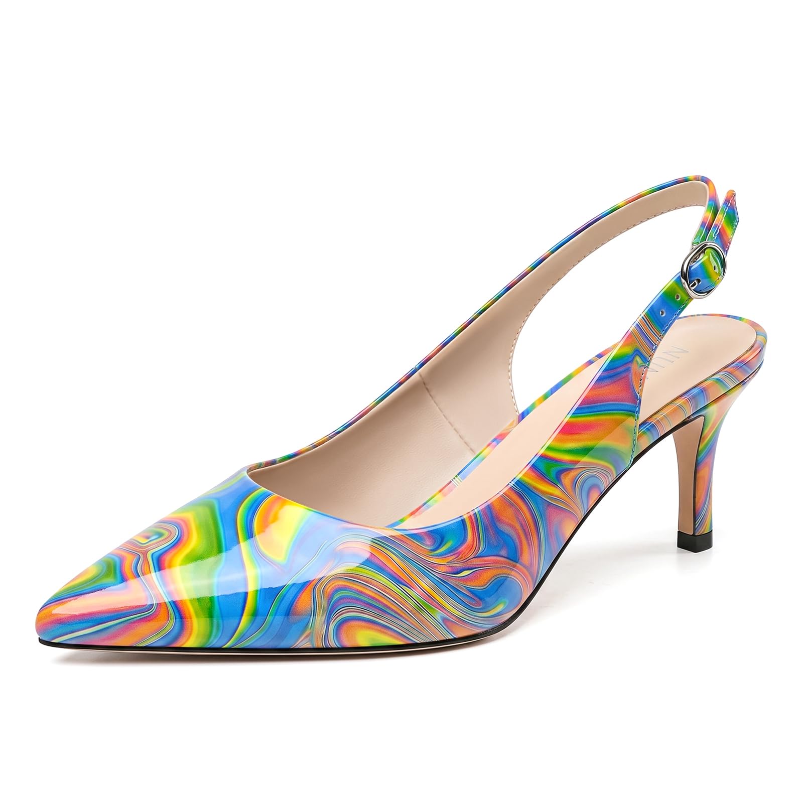 NUMALEO Kitten Heels for Women Pointed Toe Slingback Pumps | 2.5 Inch Close Toe Comfortable Pumps Wedding Party Casual Work Dress Shoes