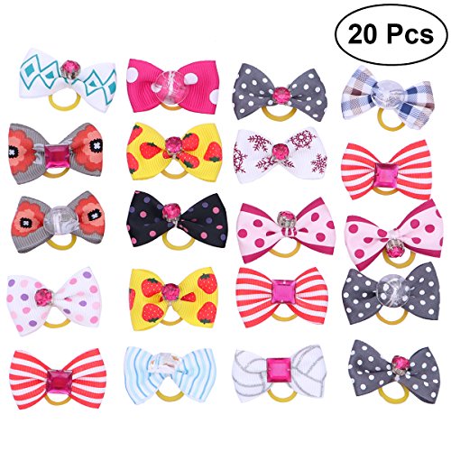 Pixnor Animaux de compagnie chien accessoires pour cheveux boucles avec Elastiques paquet de 20