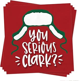 Christmas Vacation Decorations, You Serious Clark Cocktail Napkins, 50 Pack Funny Holiday Paper Napkins, Cousin Eddie Griswold Family Christmas Vacation Merch Gifts Party Decor Supplies, 5x5 Inch