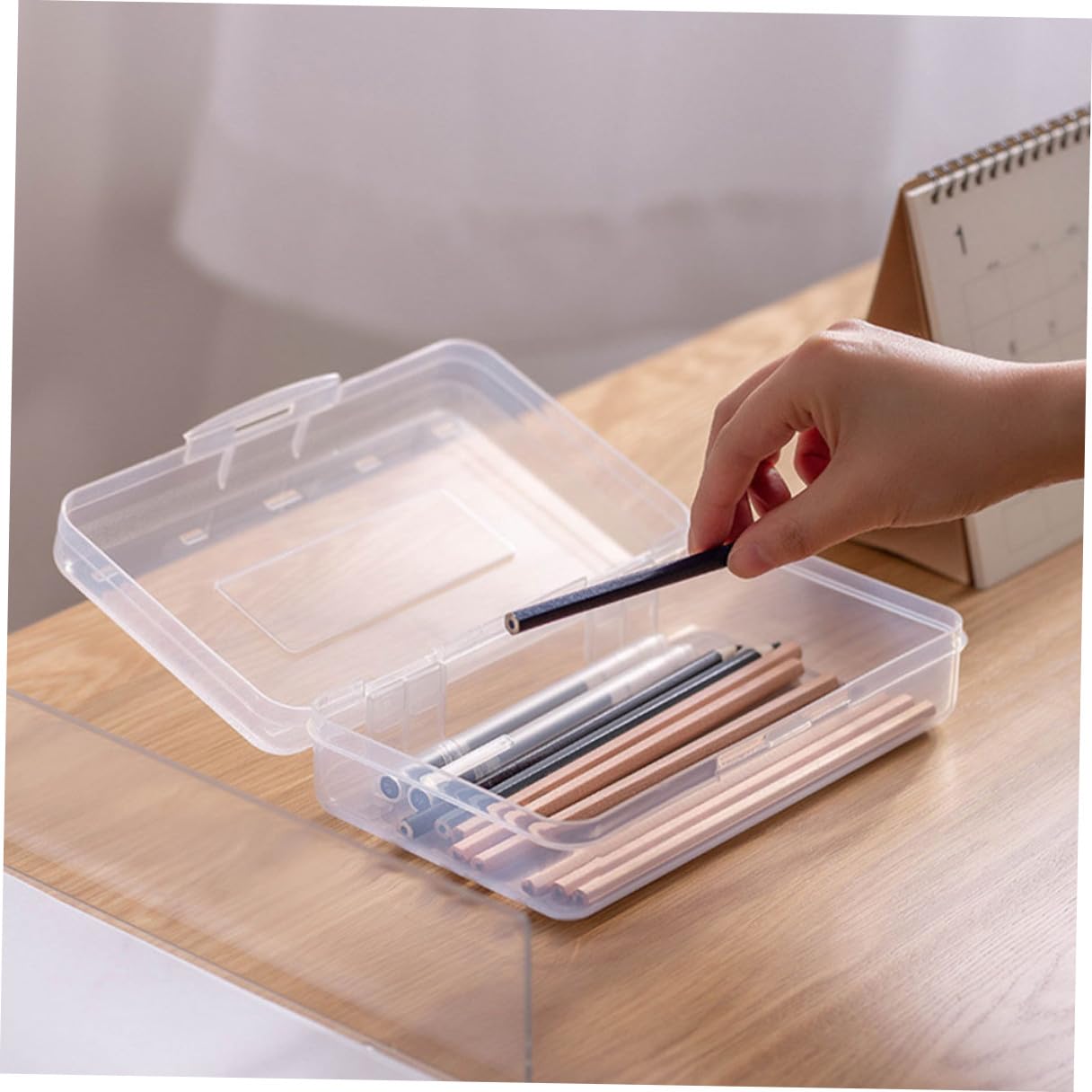 Astuccio Trasparente Scuola in Plastica Pp, Organizer 6 Pezzi | Scatola Contenitore Impilabile e Ordinata, Decorazioni Scuola per Oktoberfest Party