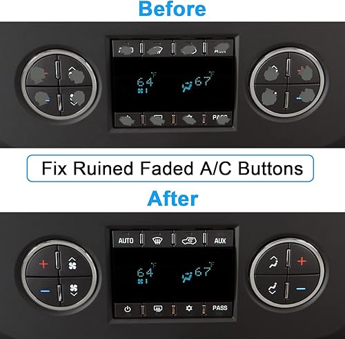Miniatura 4 de Kit de reparación de botones de salpicadero de CA para fijar botones de control de aire acondicionado arruinados y desgastados, calcomanías de