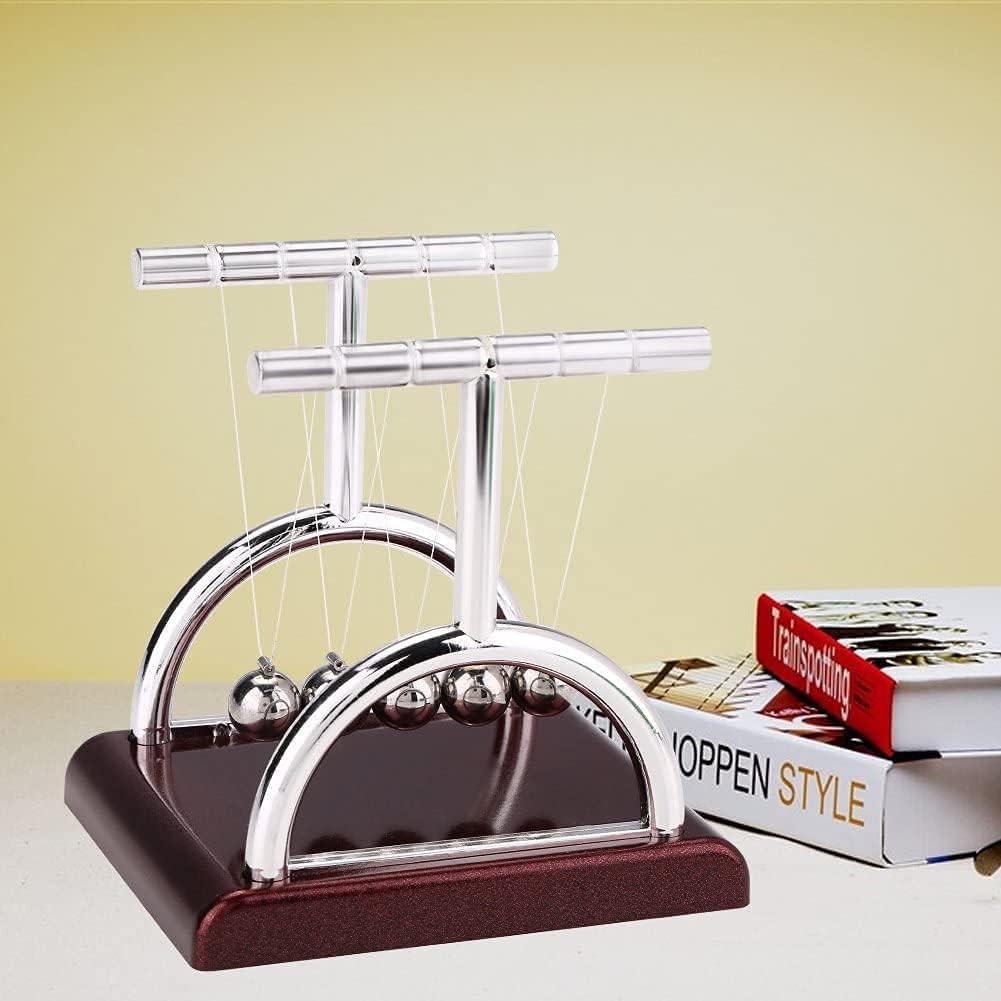 KANVIPRIYA Newton Cradle Pendulum-Metal Perpetual Motion Toy & Swing Balance Collision Ball Figurine with Polished Plastic Base & Nylon Strings for Office Classic Desk Toy 2