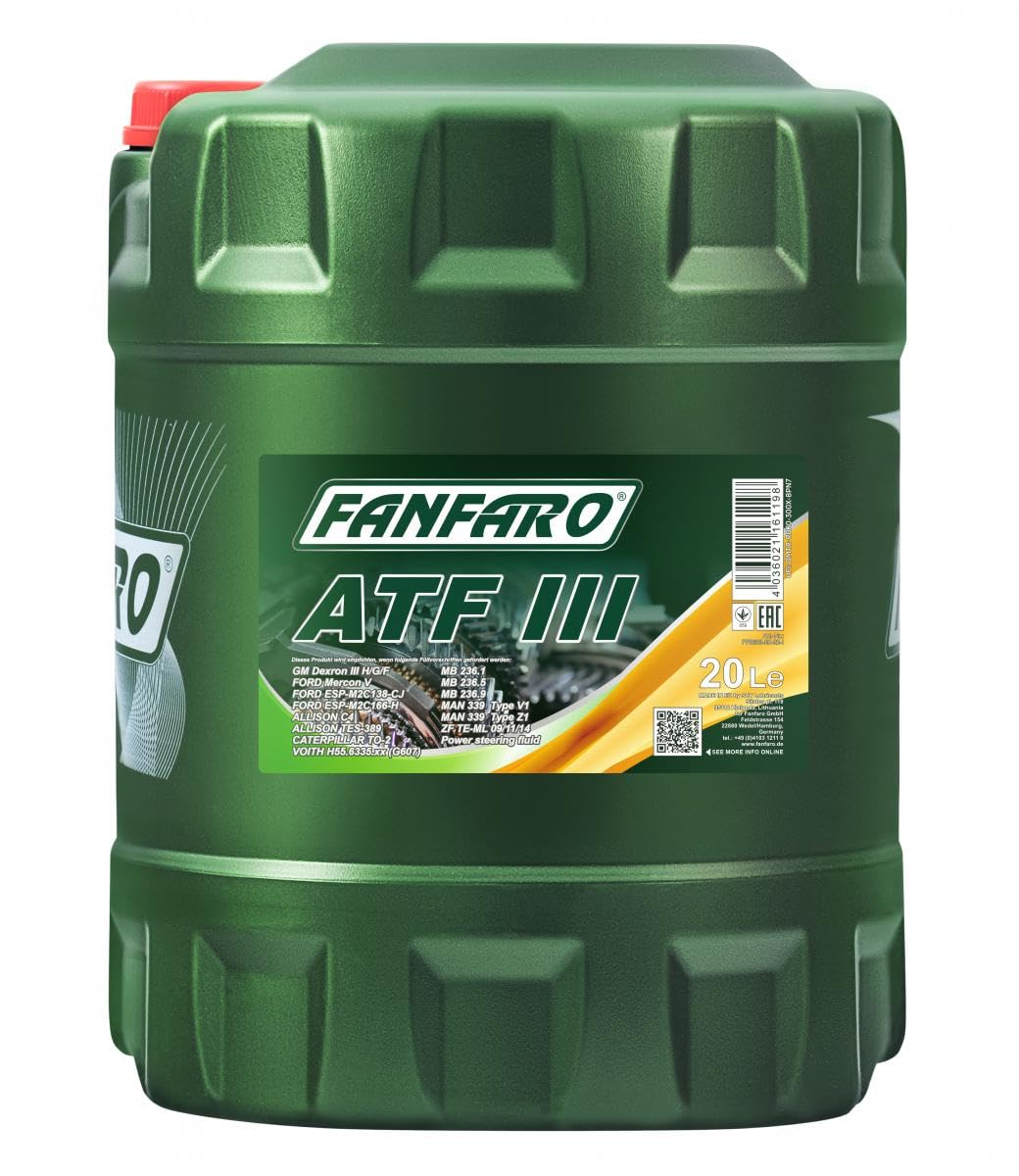 1 x 20L fanfaro ATF Dexron III/Huile de transmission automatique de servo Rouge