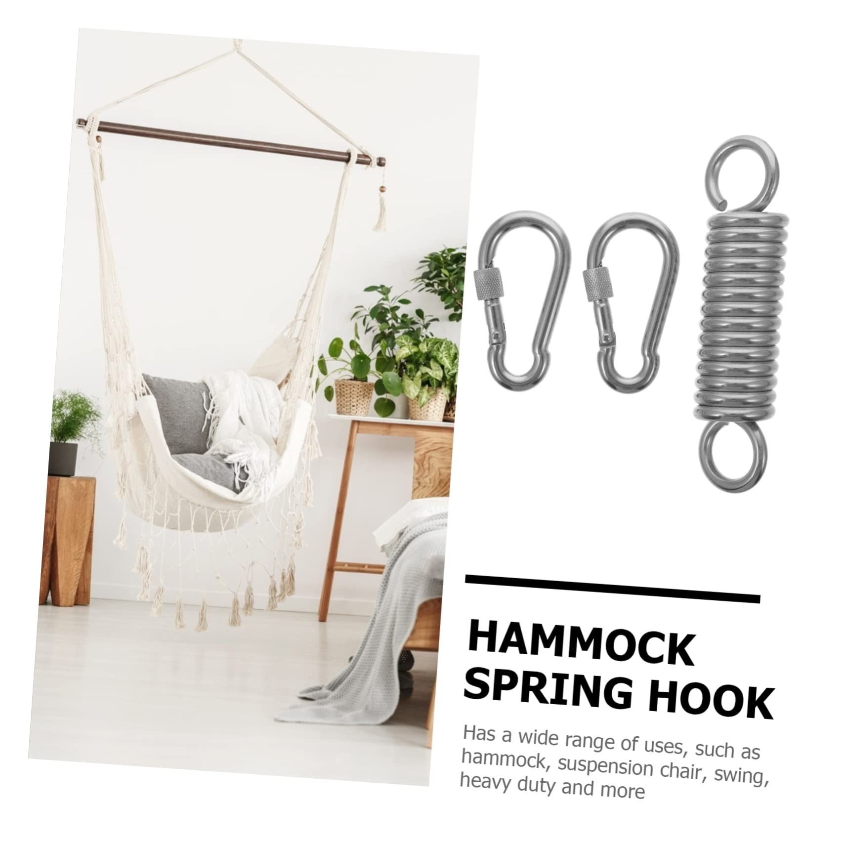 FUNOMOCYA Hammock Spring Hooks 3pcs Telescopic Spring Hook Heavy Duty for Swing Chair Sandbags Anti-Break Spring Set