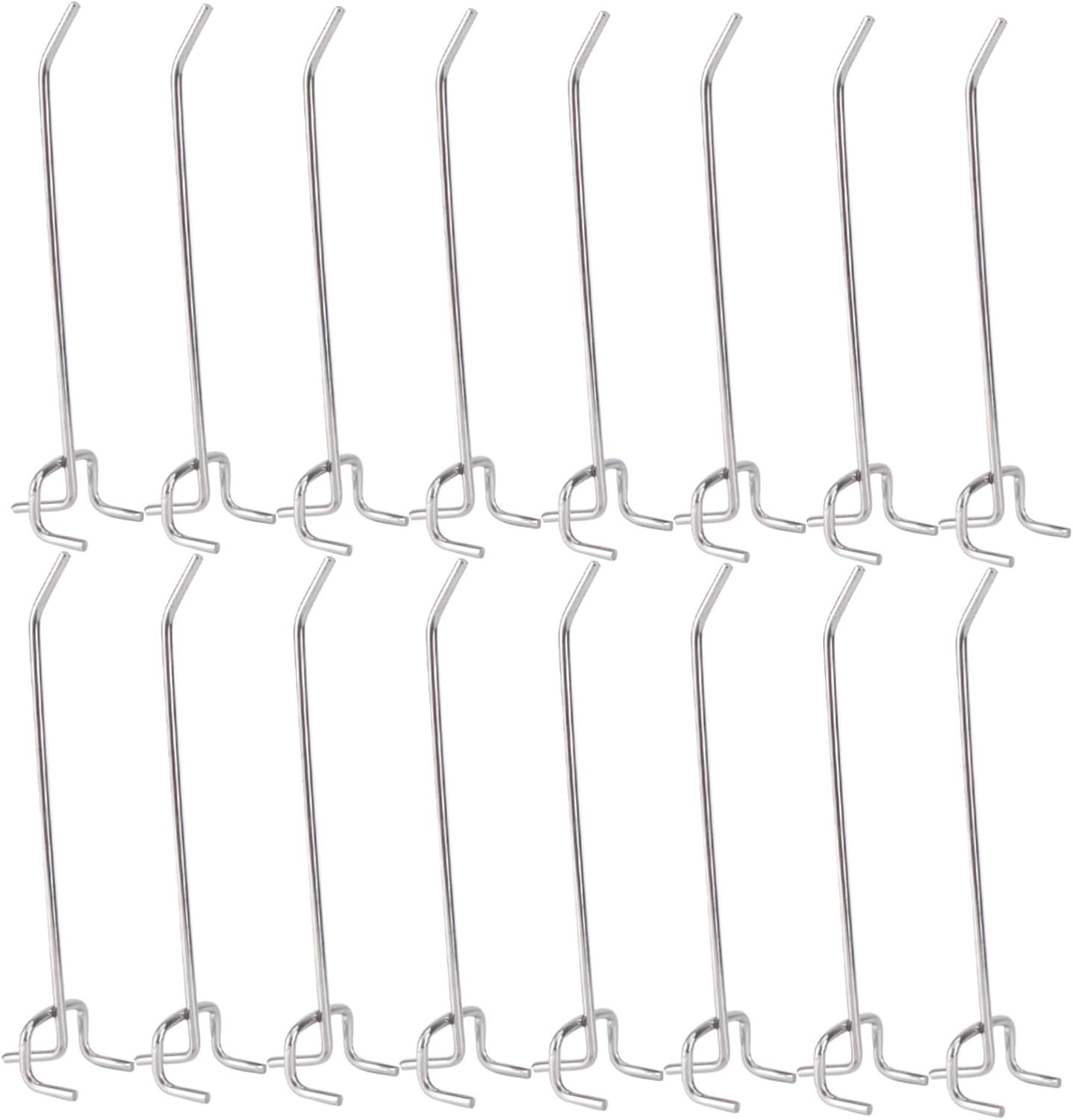 50Pcs Peg Board Hooks Metal Three Prong Hangers for Clothing Hat Storage | No Drilling Needed, Space Saving Organization, Silver Finish, Kitchen and College Use, 15cm Pitch