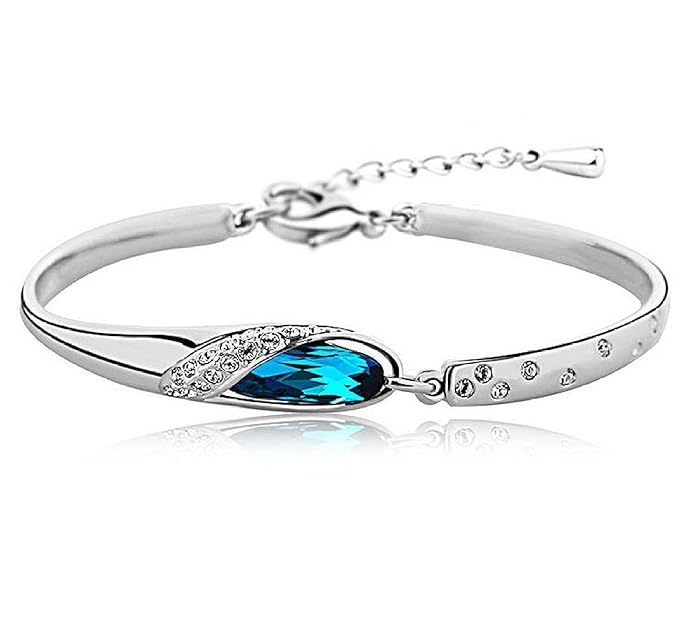 Om Jewells Blue Designer Bracelet Platinum Plated Crystal Kada Banglefor Girls at Rs. 69
