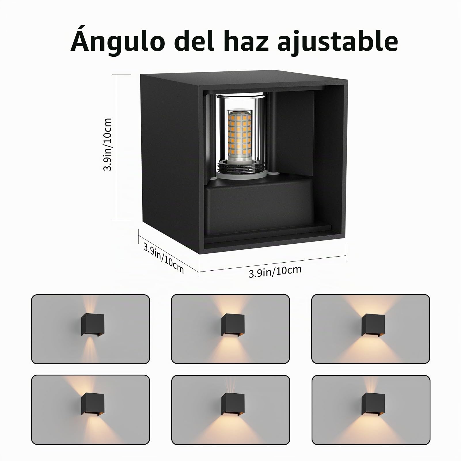 Klighten 4 PCS Aplique pared LED Con G9 LED Bombillas Reemplazables, Blanco Cálido 3000K Lampara de pared Interior/Exterior IP54 Ángulo ajustable Lámpara Pared Negro