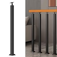 Vista 50 de 42/40/38/36/34in Square Stair Baluster Posts- 270° Adjustable Metal Railing Spindles with Flat Bracket Base and Screws Kits; Iron Posts are Suitable
