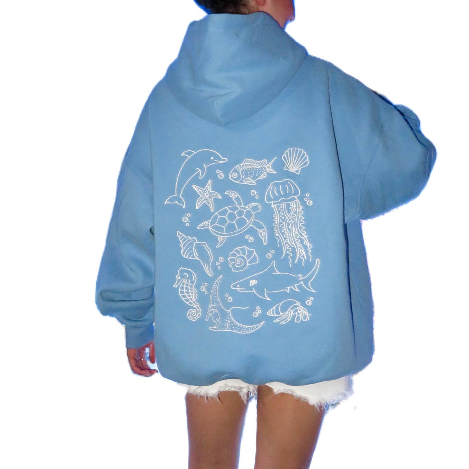 Foidiccx Y2K Hoodie Women Teen Girls Hibiscus Embroidered Pullover Hooded Top Cute Floral Preppy Hoodies Sweater Sweatshirts