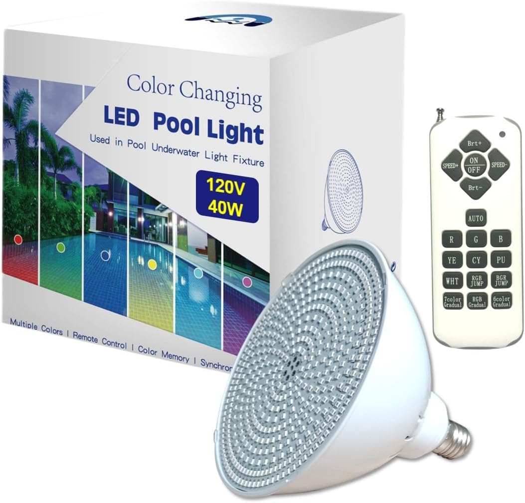 TOVEENEN LED Inground Pool Light Bulb 110V40W Color