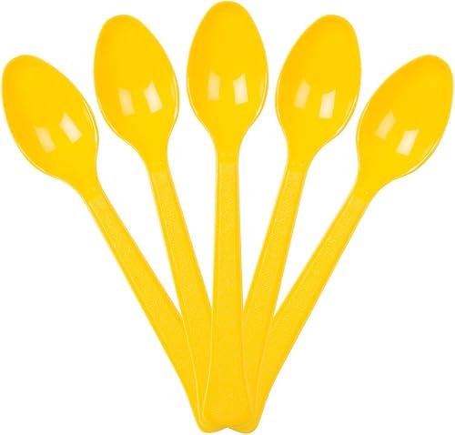 JAM PAPER Premium Utensils Party Pack - Cucharas de plástico - Amarillo - 48 cucharas desechables por paquete