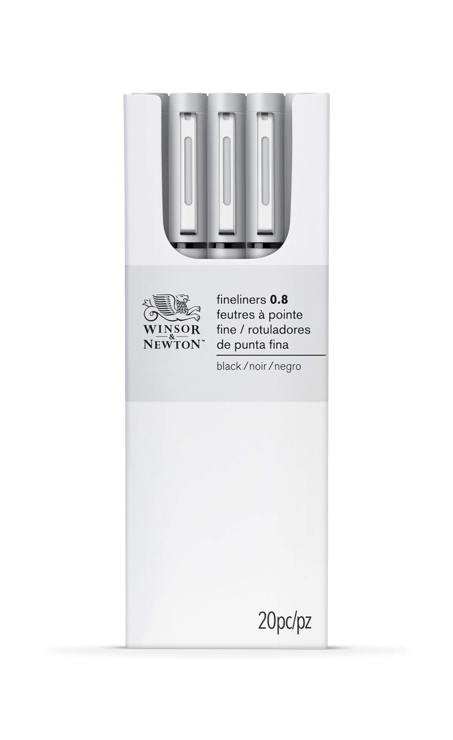 Winsor & Newton 0290084 0,8 mm Fineliner – schwarz (20 Stück)