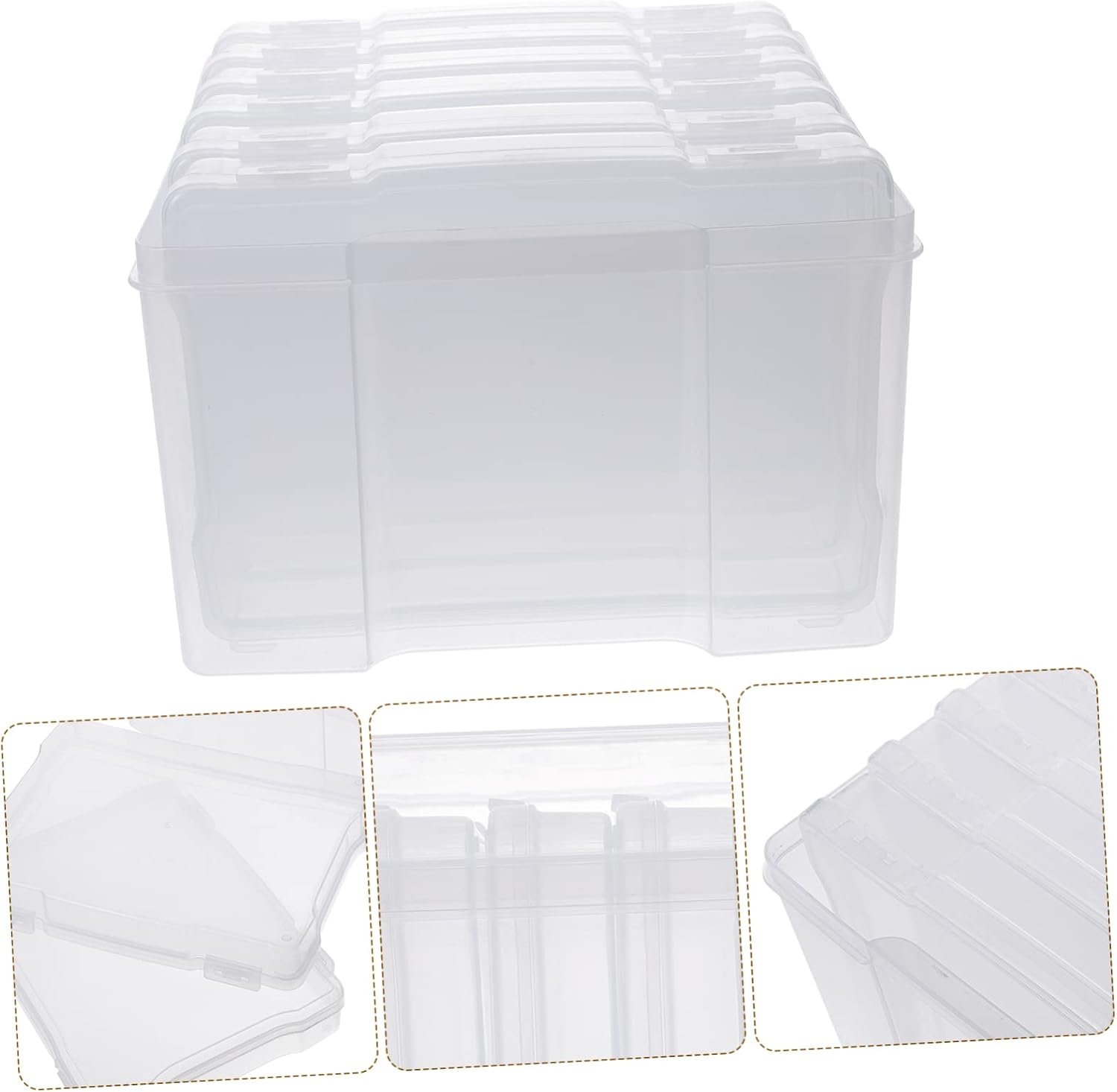 6-piece Plastic Greeting Card Storage Case Dividers Scrapbook Box for Bill Photo Card Organizer Set
