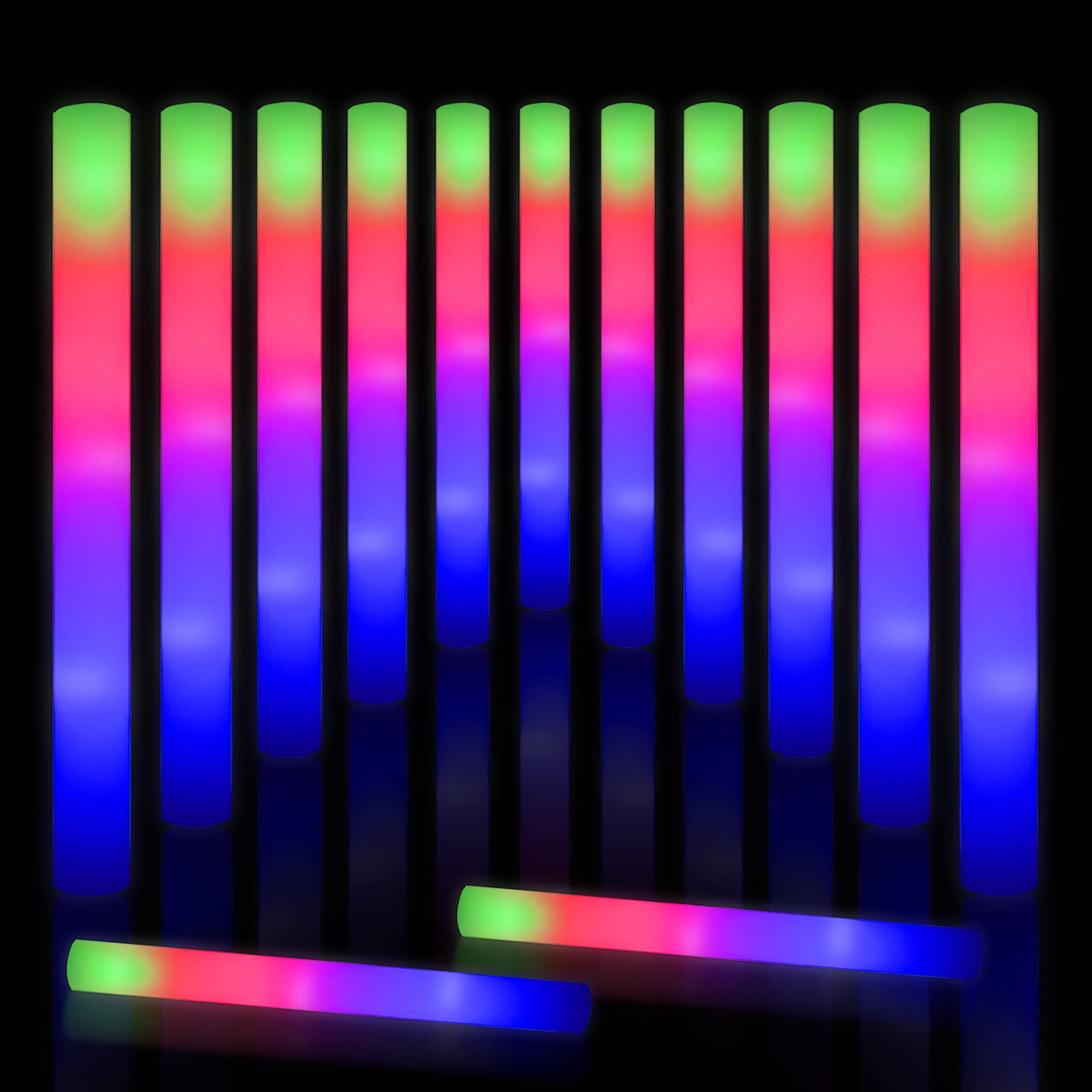Taotuo Glow Stick Bulk, 42Pack Foam Sticks Party Supplies with 3 Flashing Modes Glow Foam Sticks for Wedding, Party, Concerts, Birthday