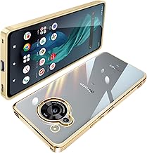AQUOS R7 Case Clear Aquos r7 SH-52C A202SH Cover Smartphone Case Transparent Shockproof TPU Thin Lightweight Plating Soft Case Popular (Gold)
