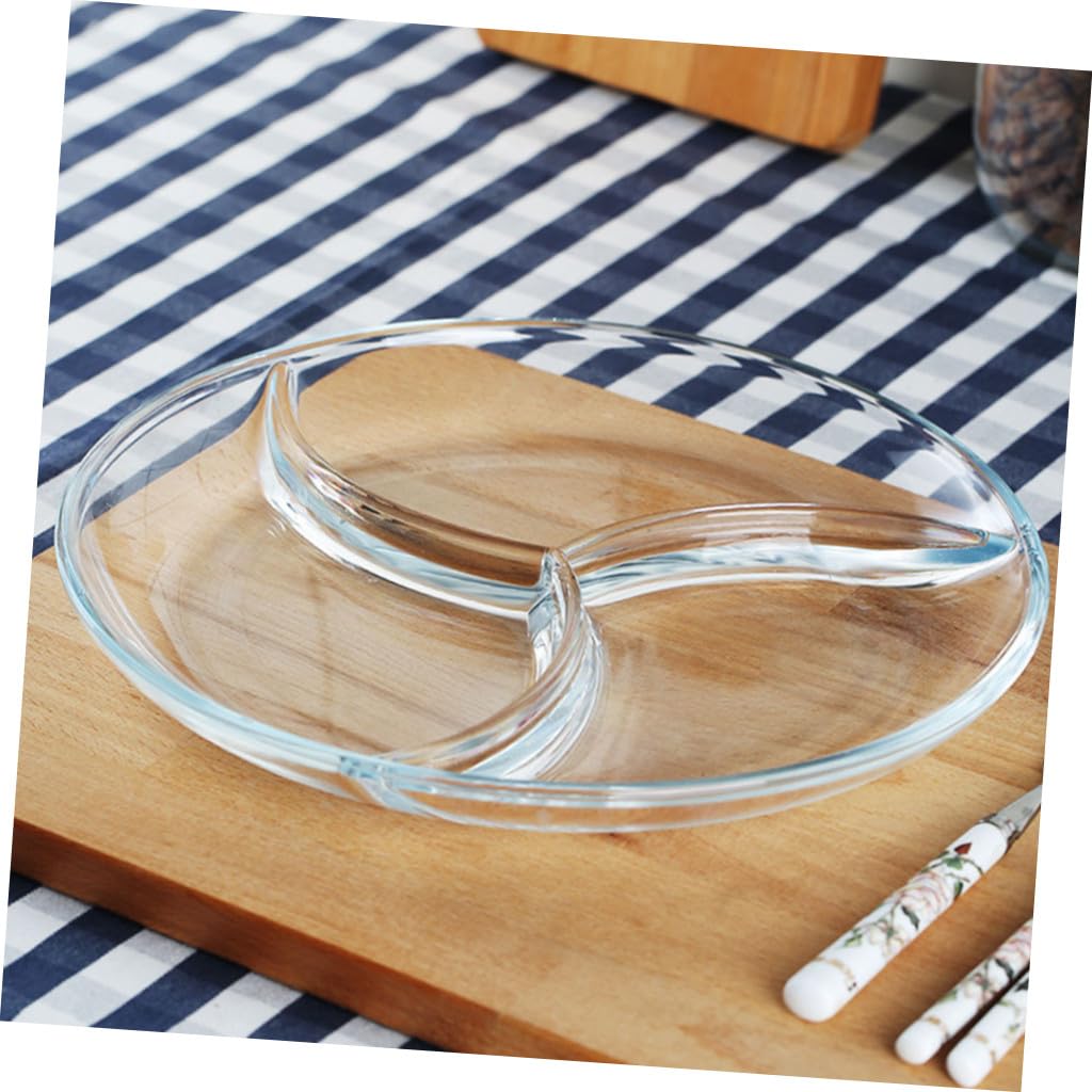 Ciieeo Assiette à Compartiments en Verre Trempé, 3 Sections, Assiette de Petit-déjeuner Pratique pour Hôtels et Restaurants