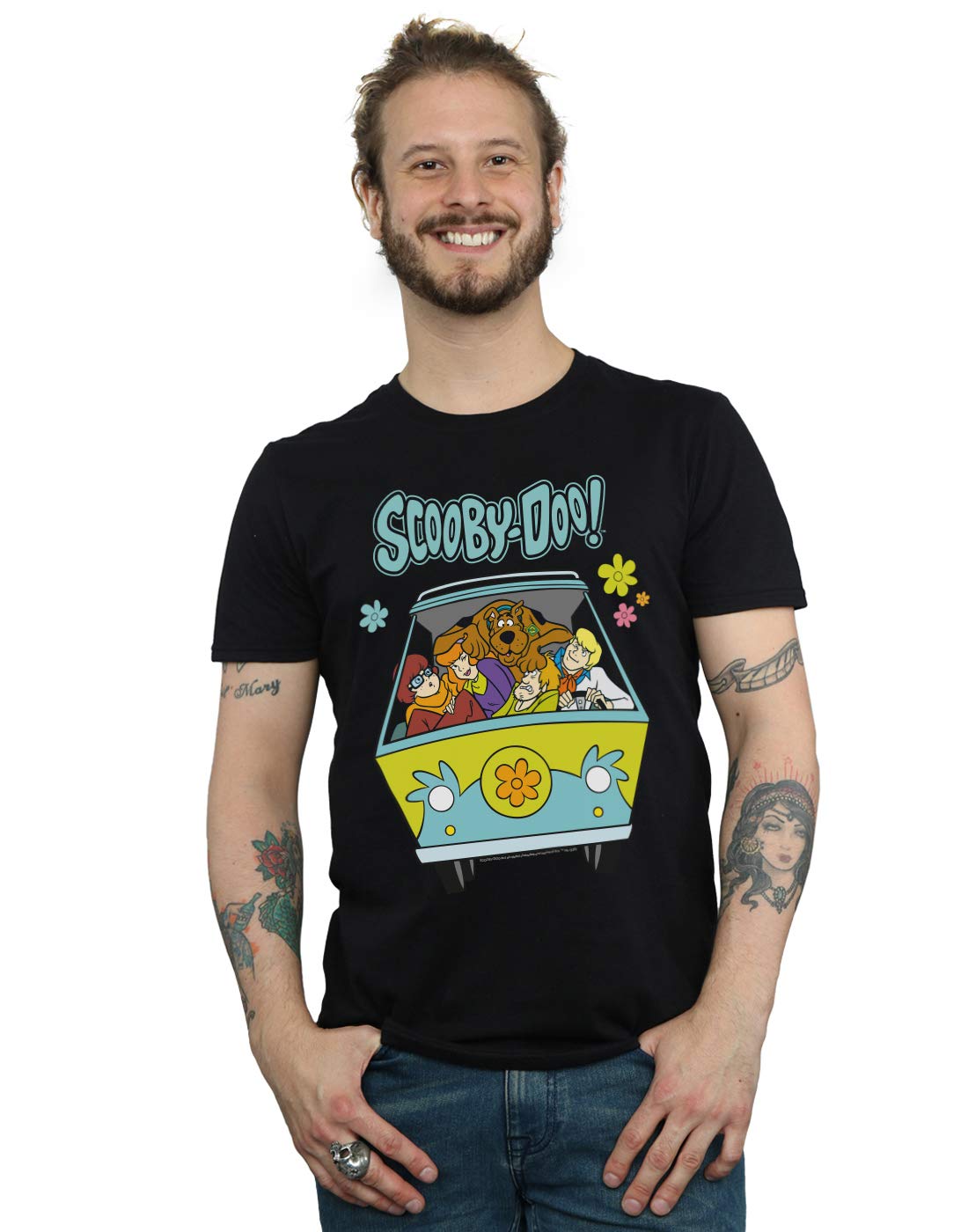 Absolute Cult Men's Black Scooby Doo Mystery Machine Group T-Shirt Large
