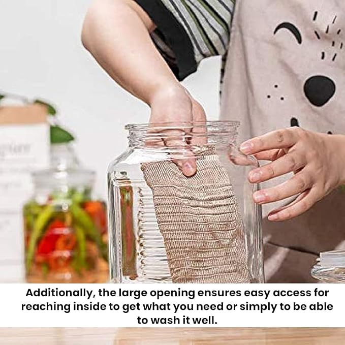Image of 2300 ML Glass Storage Jar - Large Airtight Kitchen Container, Clear Preserve Jar for Pickles, Masala, Sugar, Cookies & Dry Food - Pack of 1, Premium Food-Safe & Leak Proof AC