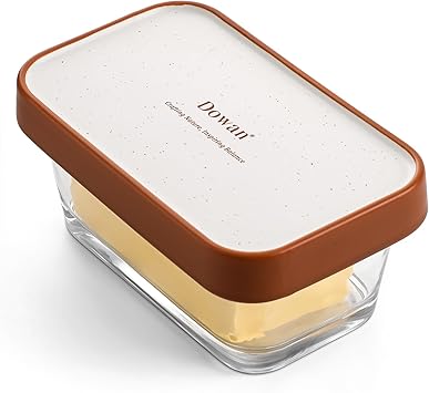 DOWAN Glass Butter Dish with Ceramic Lid