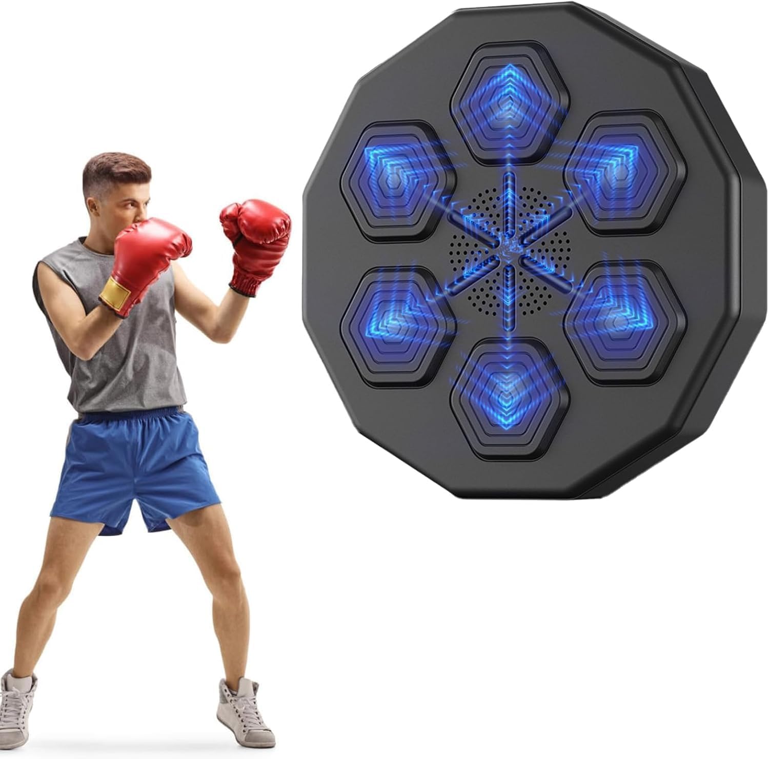 NYTRYD Musical Boxing Machine, PU Wall Boxing Training Equipment with 6 Lights and Bluetooth Sensor, LED Boxing Pad with Boxing, Bluetooth, Music Rhythm Lights for Home, Indoor and Gym