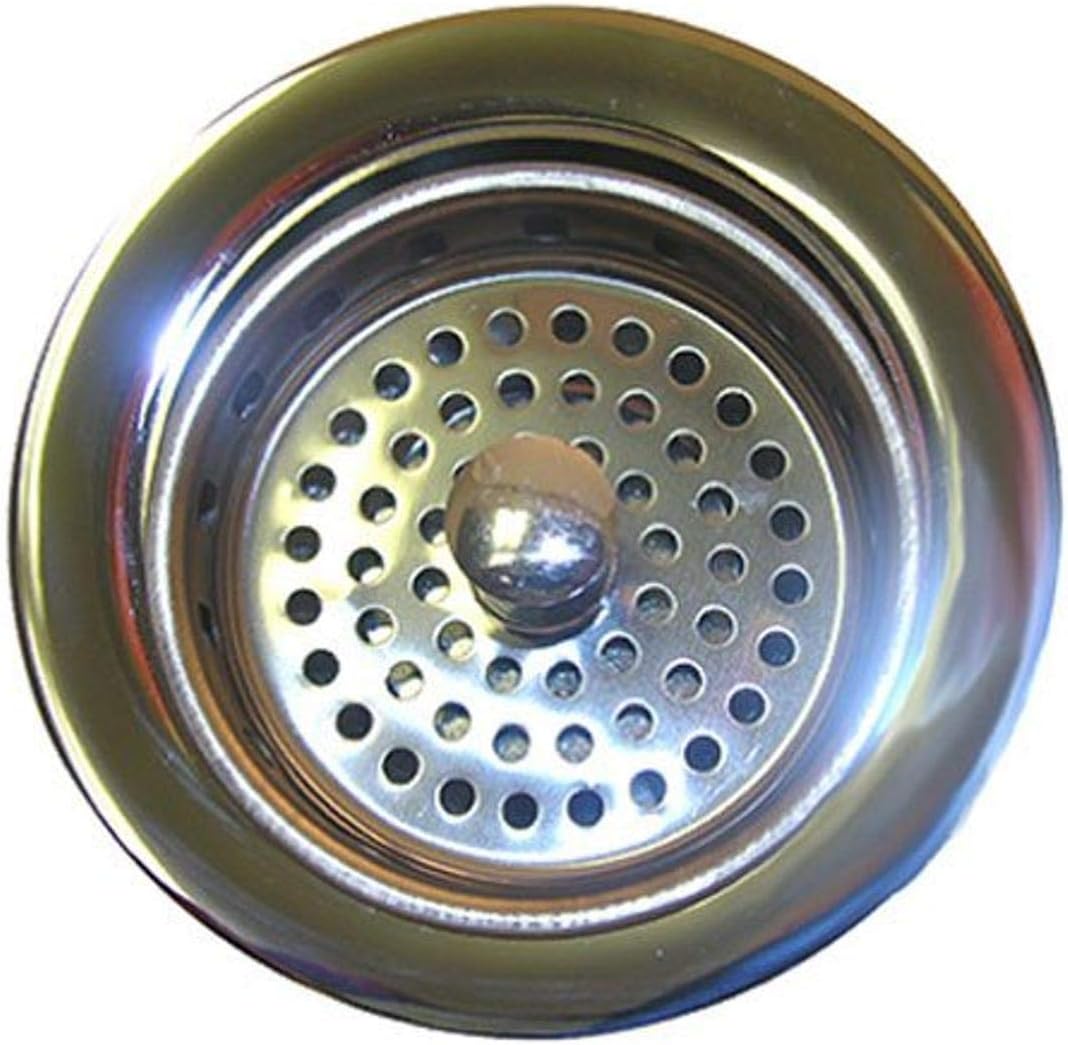 LASCO 03-1039 Heavy Duty Brass Body Chrome Plated Kitchen Sink Basket Strainer Assembly for 3-1/2-Inch Opening