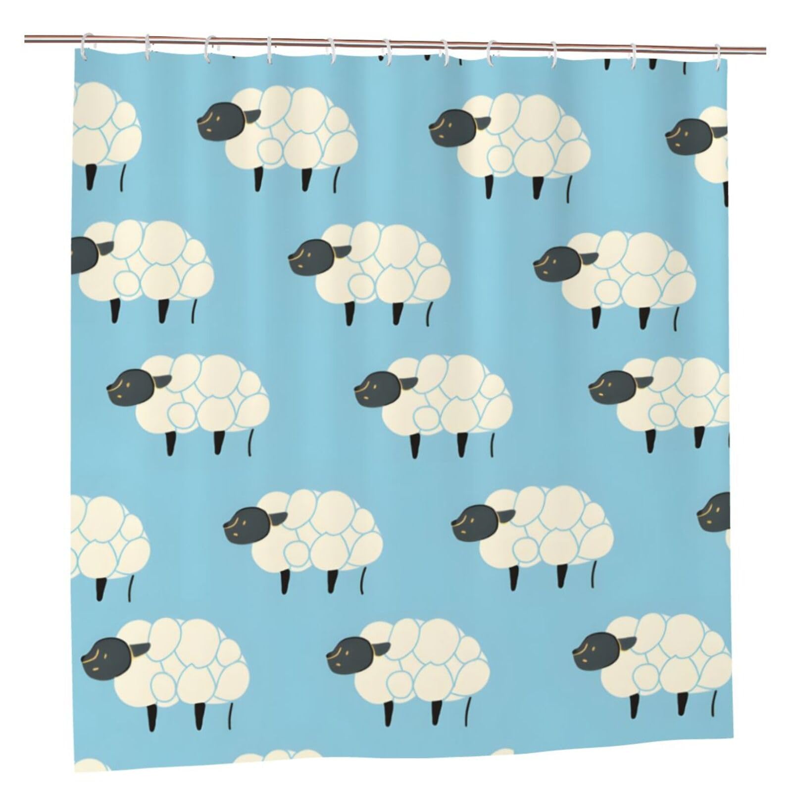 Rideau de douche en tissu imperméable Mexpekil 183x183 cm avec crochets motif mouton