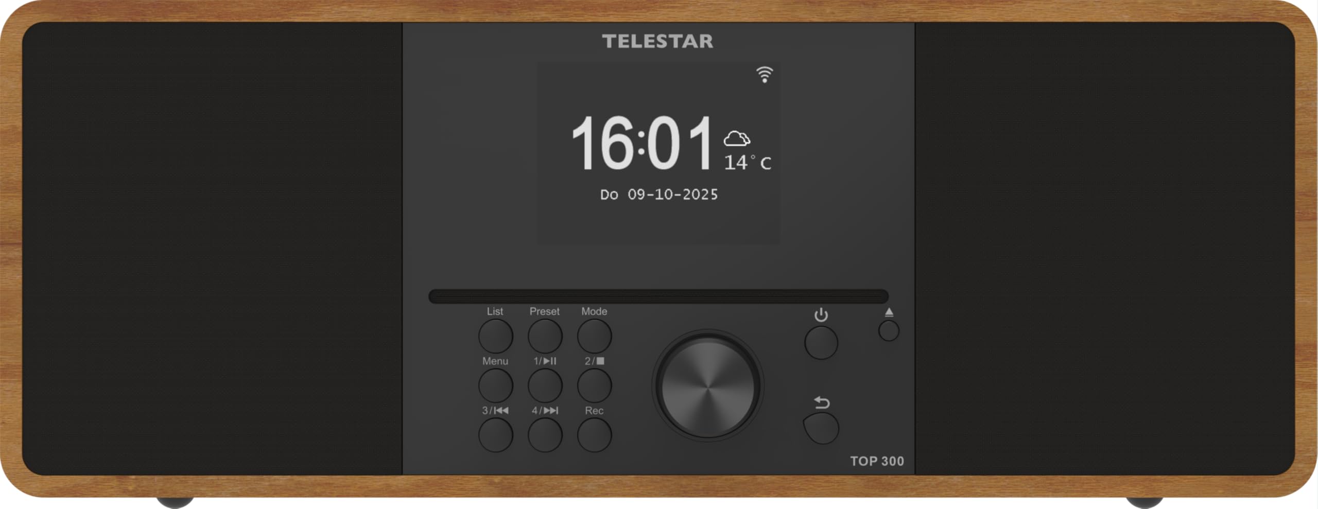 TELESTAR Top 300 – Radio Dab+/Internet avec Lecteur CD (stéréo, 2 × 15 W, Services de Streaming, Bluetooth Audio-Streaming & Fonction d’Envoi, Enregistrement USB, système d’Alerte d’Urgence) – Bois