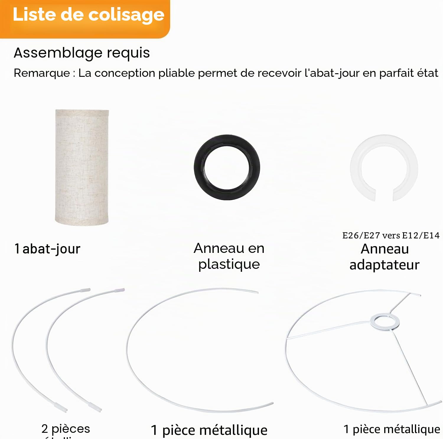 OUTON Beige Grand Abat-jour pour Lampadaires, 40,6cm x 40,6cm x 22,9cm, Facile à Monter, Abat-jour de Remplacement en Forme de Tambour en Lin pour Lampes de Table et Lampes de Chevet