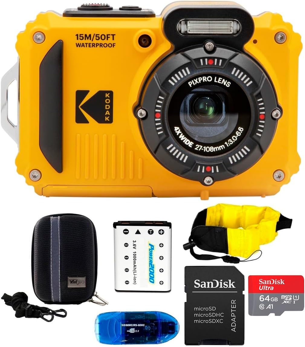 Amazon KODAK PIXPRO WPZ2 防水デジタルカメラバンドルSanDisk 64GB MicroSDメモリーカード