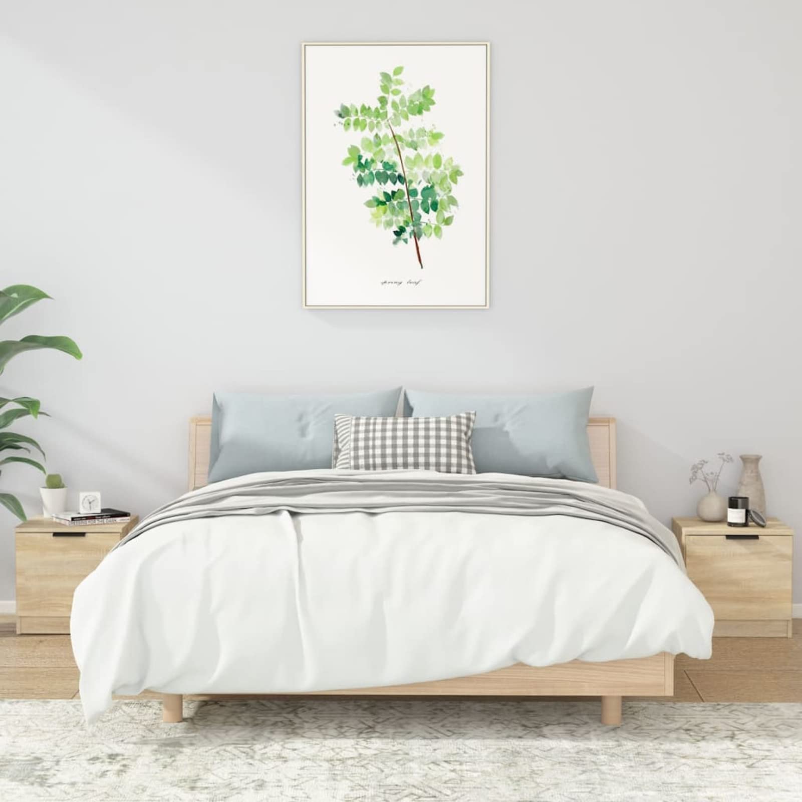 Table de nuit en bois chêne Sonoma 40 cm lot de 2 petits meubles