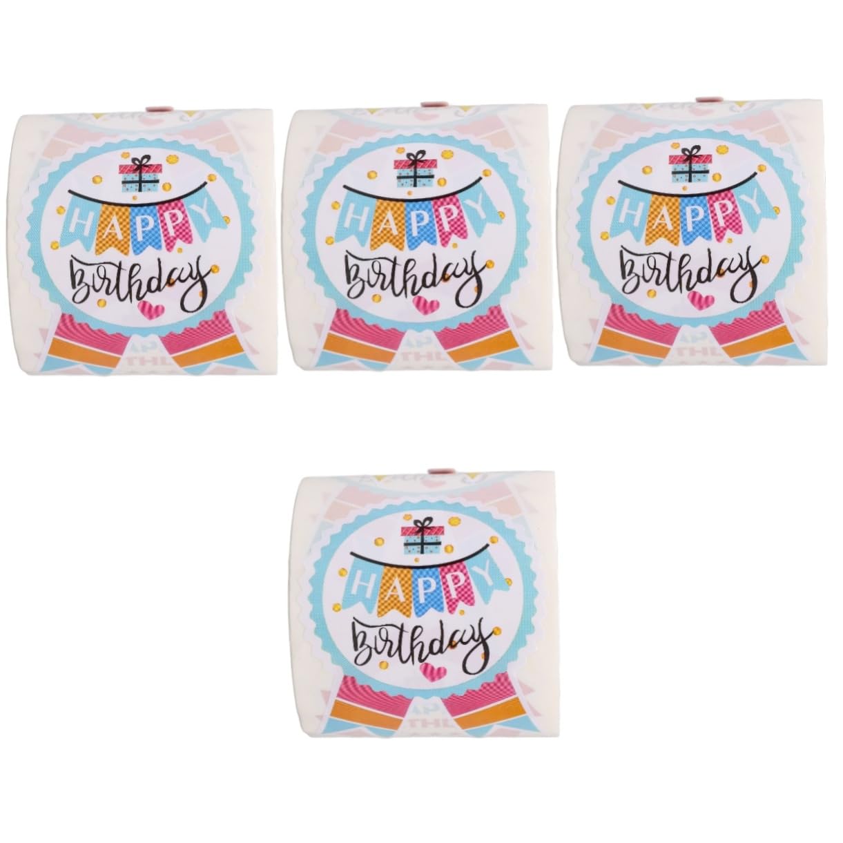 STOBOK 4 Rollos De Etiquetas Adhesivas Y Accesorios Pegatinas Circulares Pegatina De Feliz Cumpleaños Sello De Pegatinas De Embalaje Pegatina Para Hornear Embalaje Etiqueta Decorativa