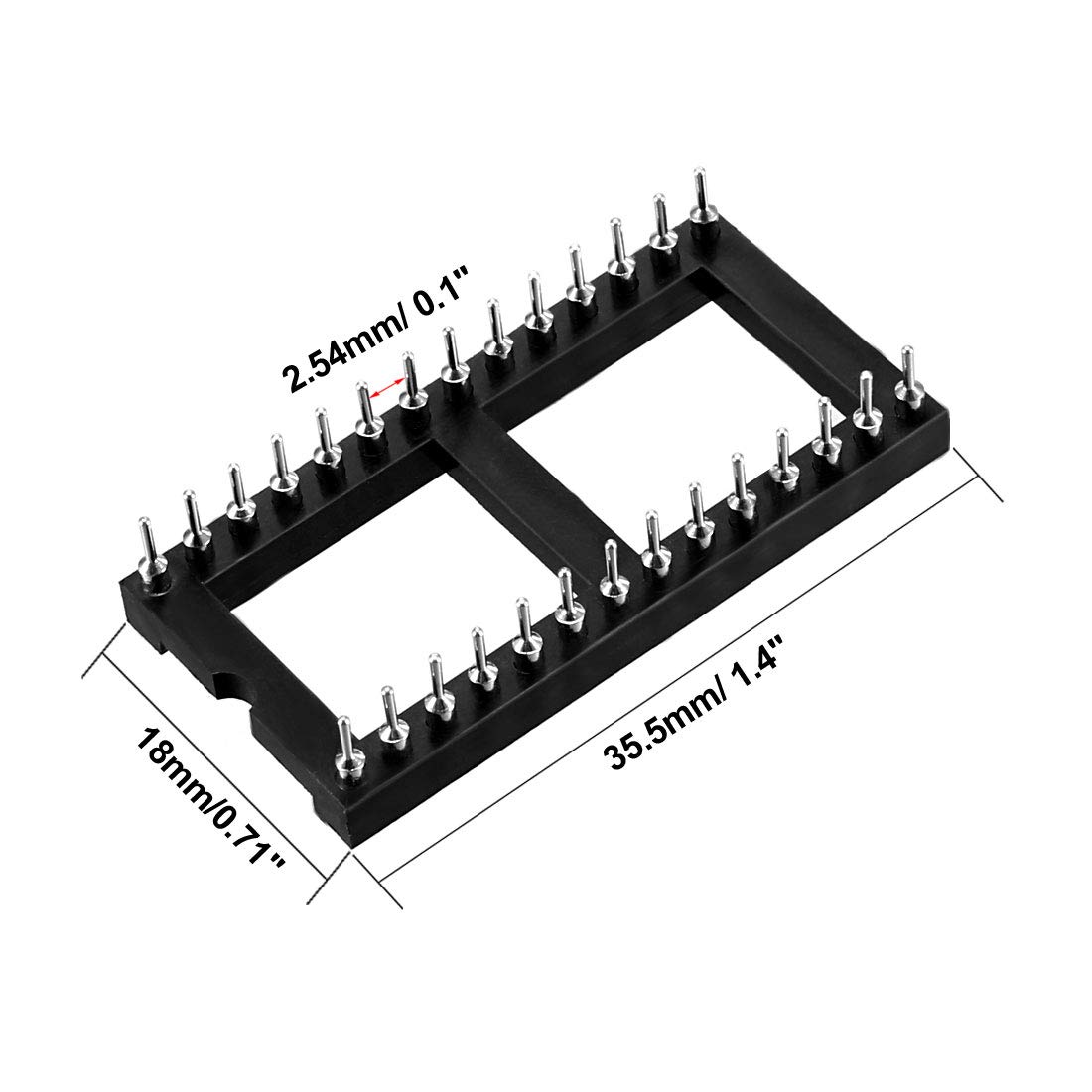 10Pcs 2.54mm Pitch 28 Pin DIP Round Pin Solder IC Socket Adaptor – Wide Body