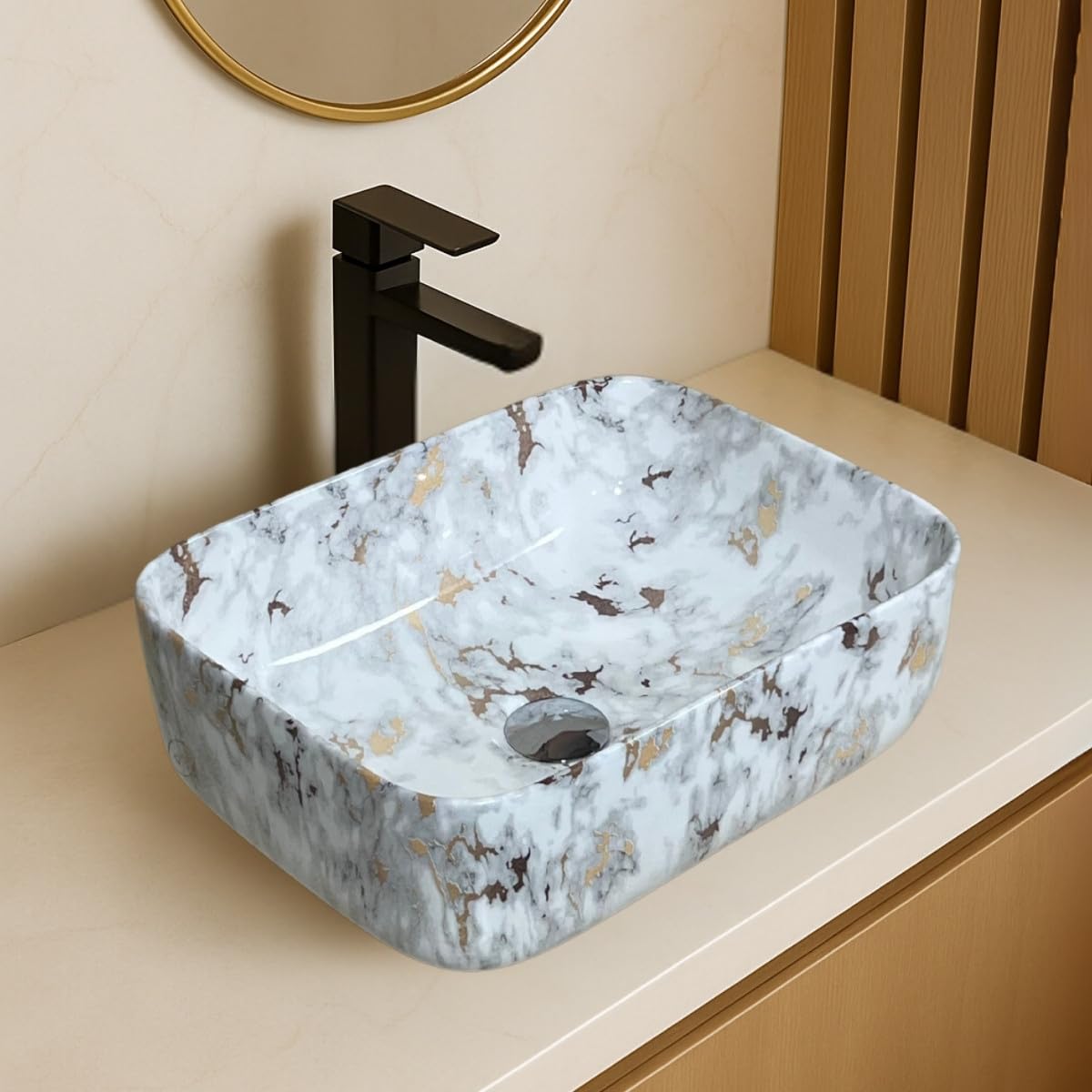 Artiva Black Ceramic Wash Basin - Rectangle Sink -15 Artiva Black Ceramic Wash Basin - Rectangle Sink -15