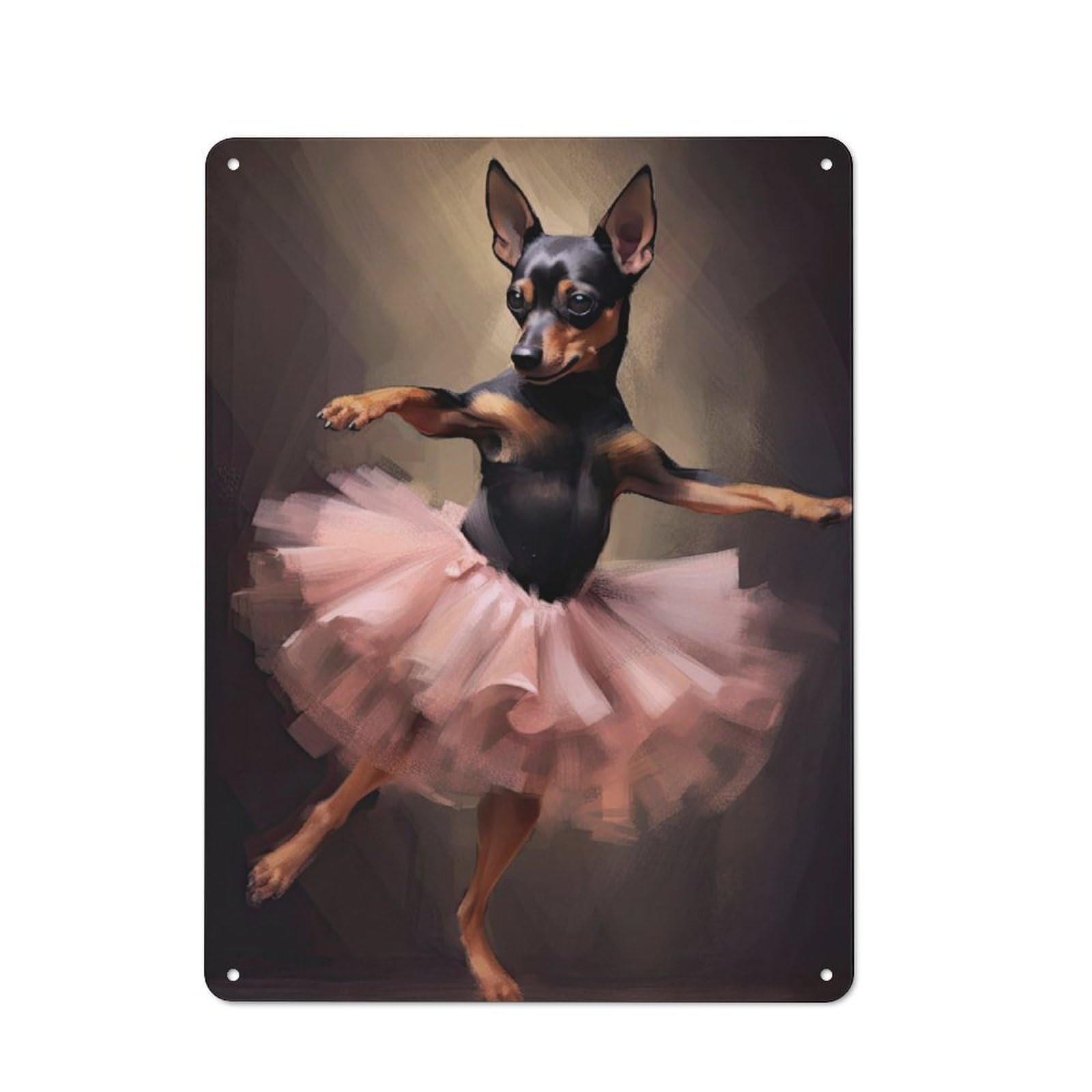 Junmoney Miniature Pinscher Ballerina Retro Tin Wall Plaque 40X30cm For Kitchen Or Home Bar, For Home Interiors, Feature Walls And Decorative Displays