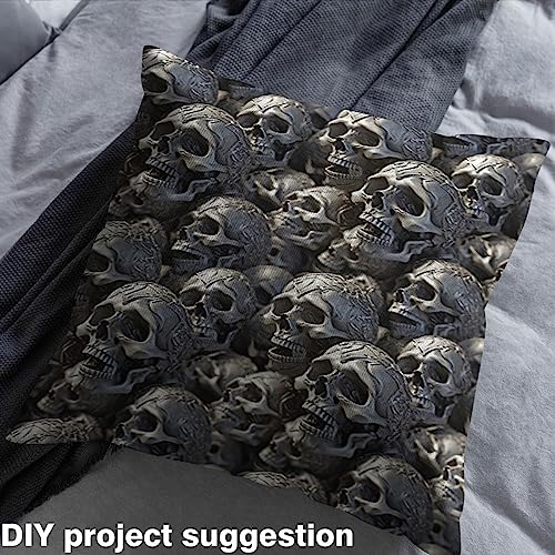 Sugar Skull Upholstery Fabric for Chairs Kids Gothic Skeleton Fabric By The Yard Halloween Themed Waterproof Outdoor Women Men Decor Bones Grey Outdoor 3 Yards (L276*W150cm)… - Image 4