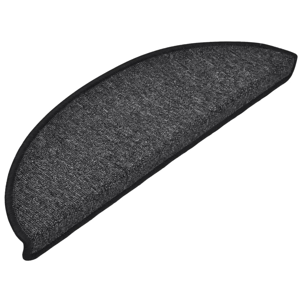 Lot de 15 tapis d'escalier - 56 x 17 x 3 cm - Anthracite - Semi-circulaires - Antidérapants - Lavable - Protection contre le bruit - Pour escaliers en bois, escaliers en pierre, animaux de