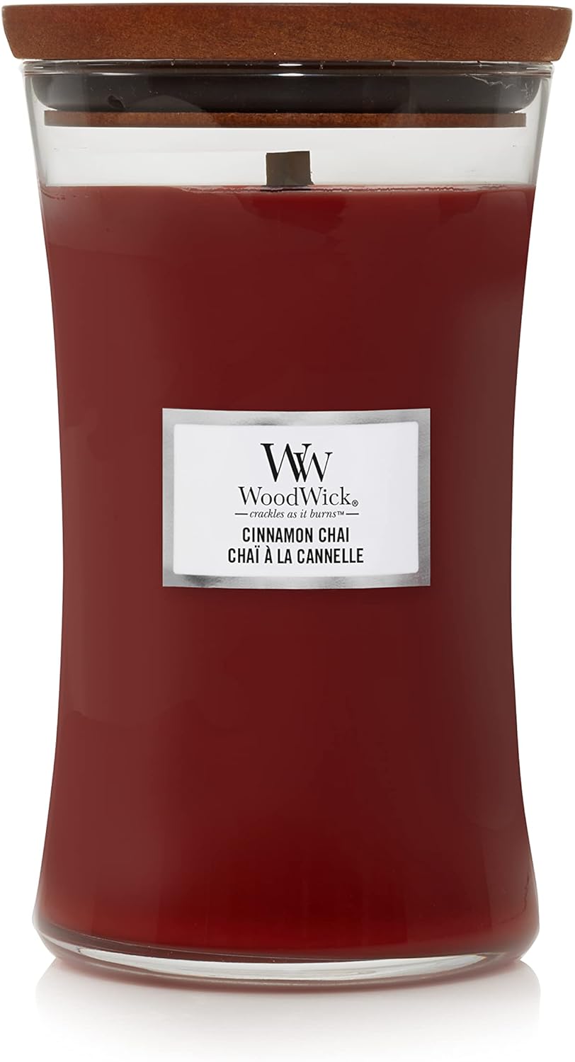 Woodwick Large Hourglass Scented Candle Cinnamon Chai with