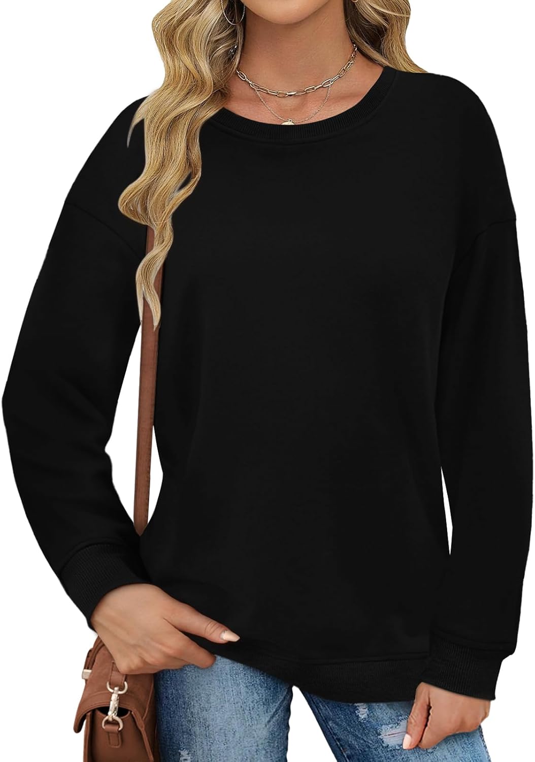 Elesomo Sweatshirt for Women Cotton Crewneck Long Sleeve Fall Shirts Fashion Clothes