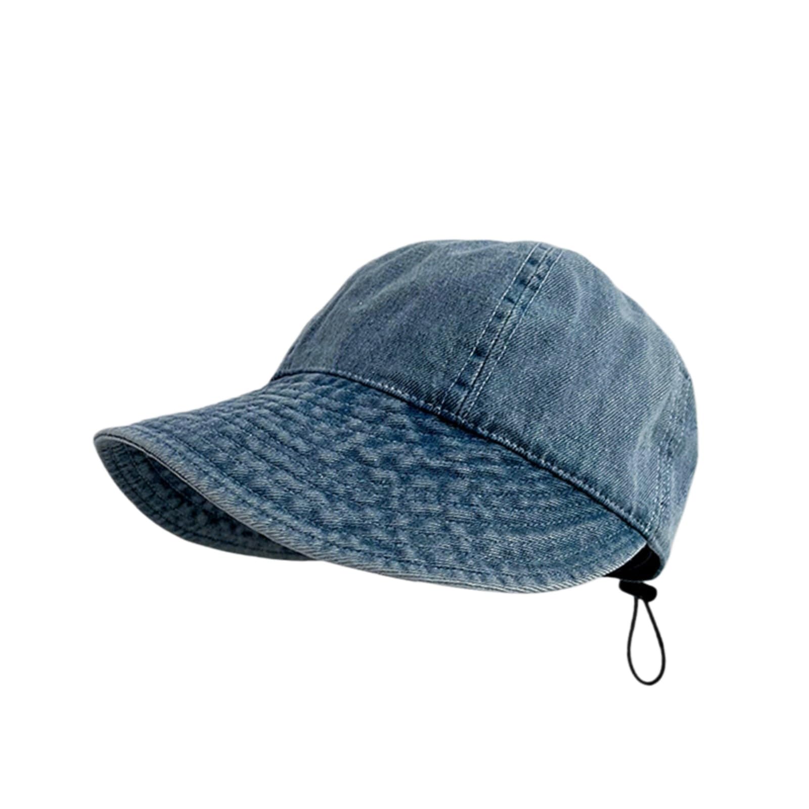 Cappellino da Baseball,Cappello Pescatore Casual Cappello in Denim Lavato, Sole Ampio Bordo Vintage con Design Regolabile per Gite Estive-Black-Adjustable
