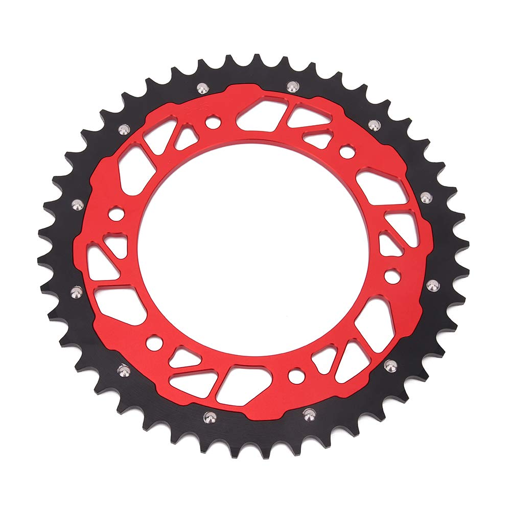Piñón Trasero Moto 520-45T Aluminio para Beta RR 250-498 CC Enduro Rojo | Corona de cadena aluminio 520-45T con tornillos, Dirt Bike y motocross, para Beta RR 430 480RR 500 RS RR-S 250-498 cc