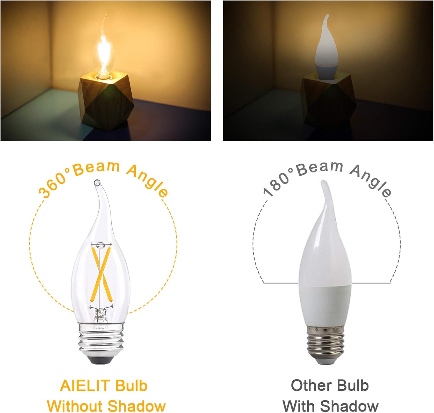 One-Day Sale: Up to 80% Off AIELIT E26 Chandelier LED Light Bulbs 60 Watt Equivalent, Warm White 2700K, Dimmable (0-100%), 6W Vintage LED Candelabra Bulb for Apartment Bedoom Kitchen Table Floor Lamps Sputnik Lights, 8-Pack