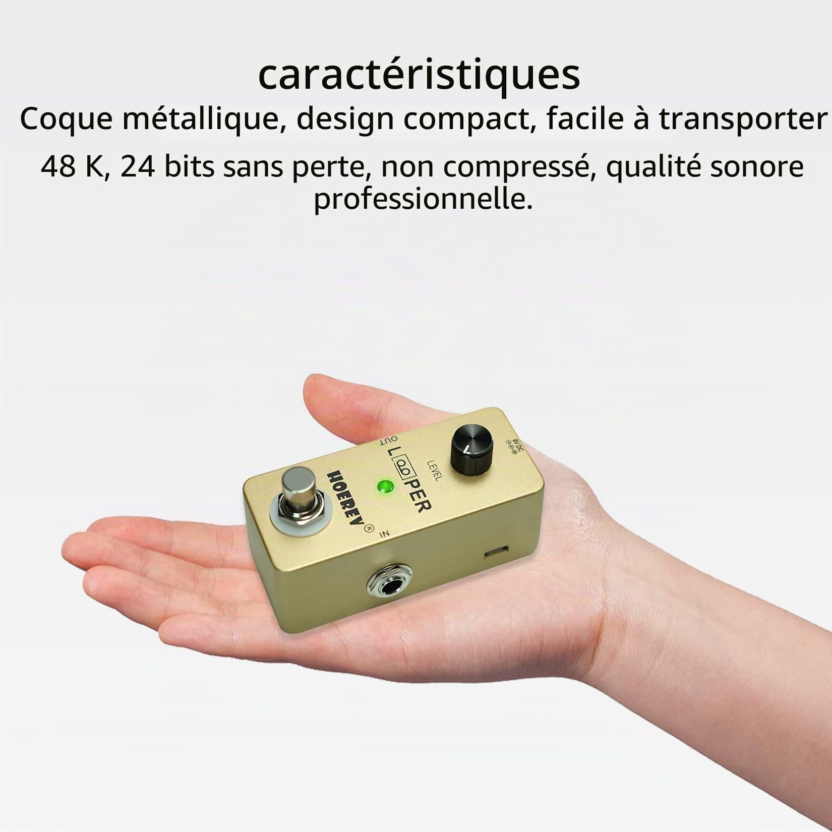 HOEREV Guitar Mini Loop Effector Looper - Conception Compacte, Haute Qualité Sonore, Overdubs Sans Fin, Matériel Durable, Idéal pour les Enthusiastes de Musique et Performances Live